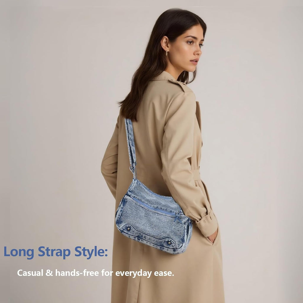 Denim Crossbody Bag Casual Cross body Bag Large Capacity Handbag