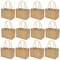 Burlap Jute Canvas Blank Tote Bag, 12-Piece Set
