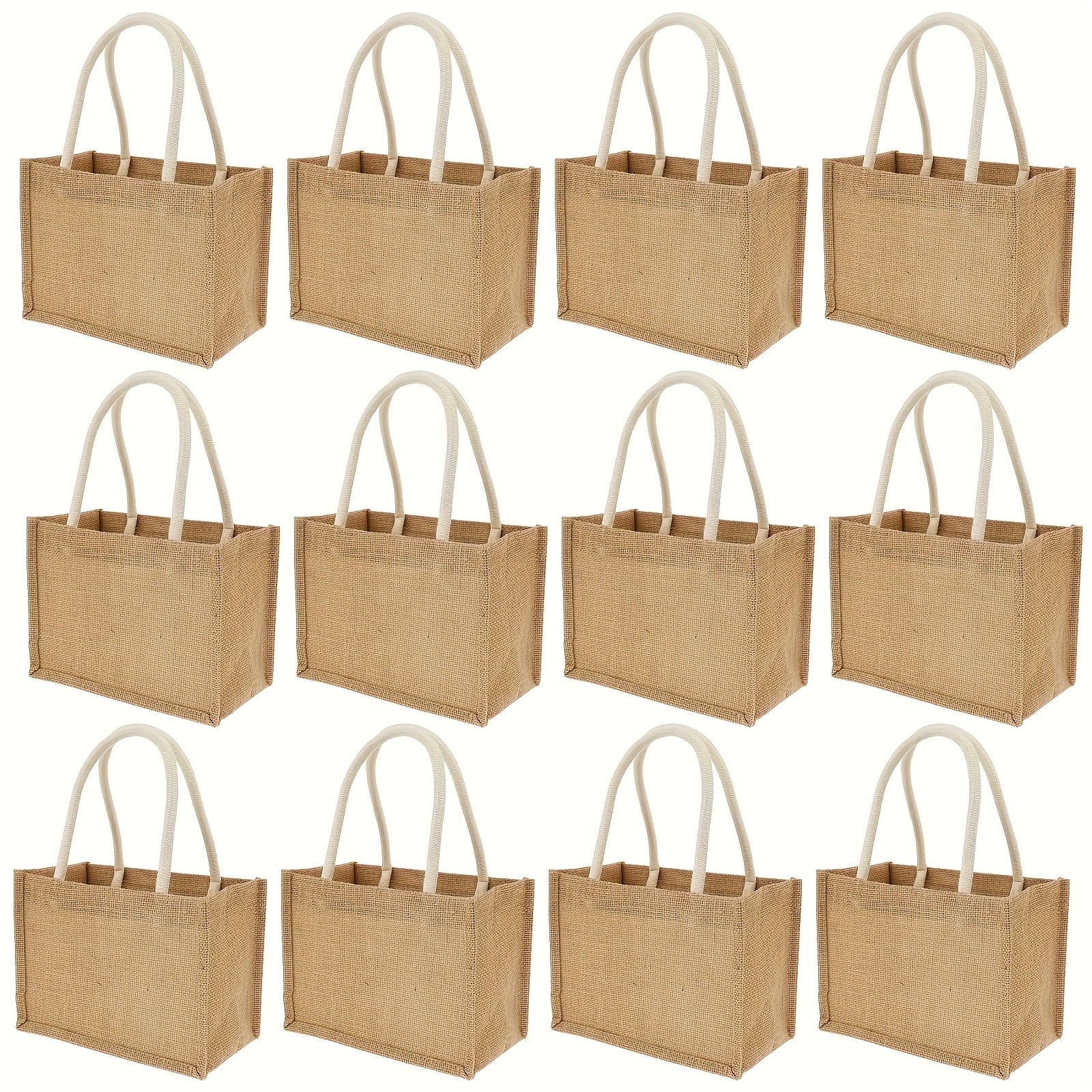 Burlap Jute Canvas Blank Tote Bag, 12-Piece Set