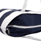 DALIX Premium Beach Bags Striped Navy Blue Zippered Tote Bag Monogrammed M
