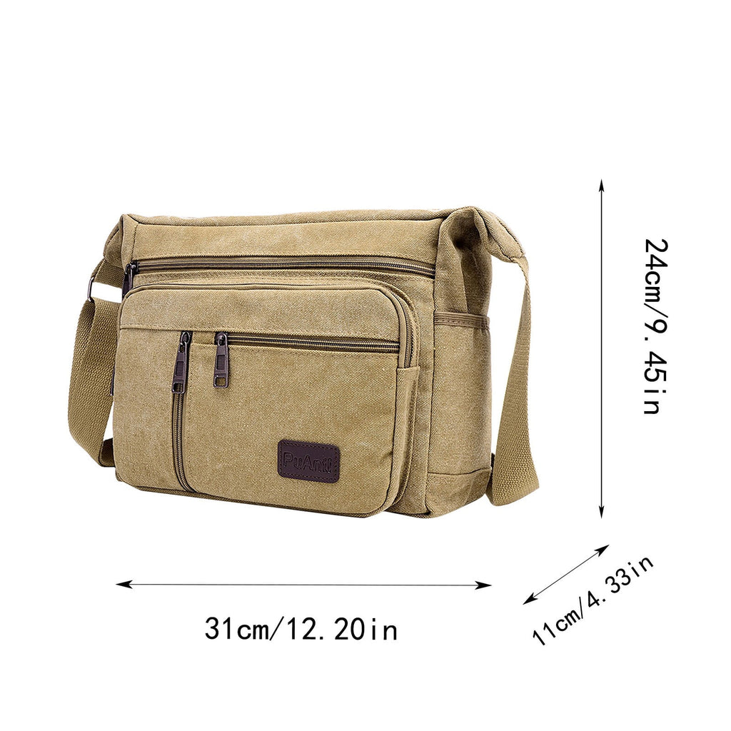 MUSOIE Men Large Vintage Crossbody Canvas Messenger Shoulder Bag Hiking Military Travel Satchel