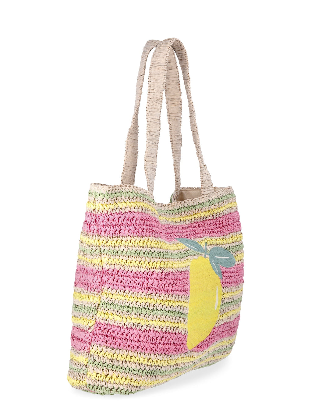 No Boundaries Women's Lemon Beach Tote Bag, Pink Lemon