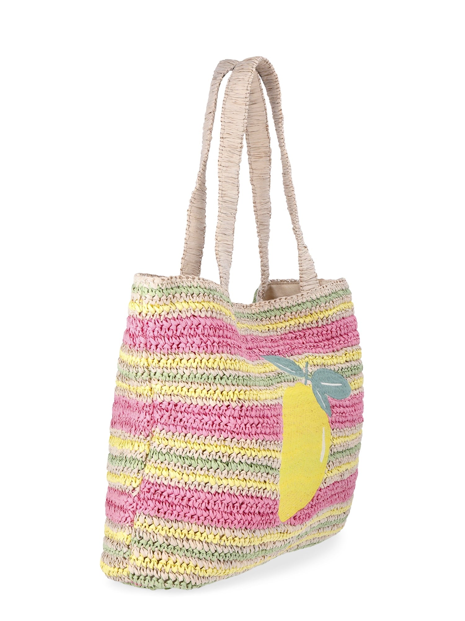 No Boundaries Women's Lemon Beach Tote Bag, Pink Lemon
