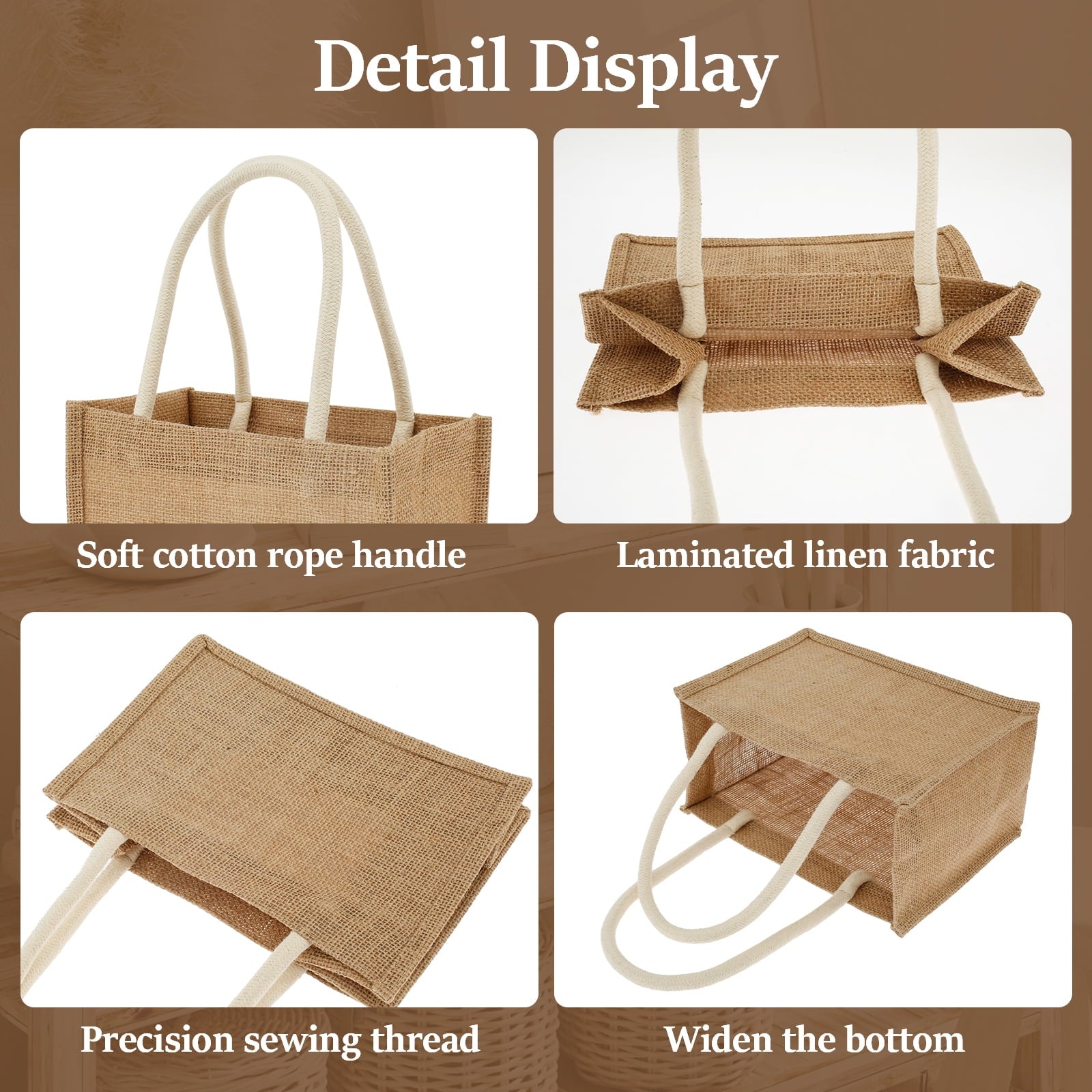 10Pcs Burlap Tote Bags Mini Burlap Beach Bags with Handles Portable Jute Tote Bag Reusable Burlap Bag Multipurpose Burlap Hand Bags for Shopping Trips Beach Tours School Outdoor