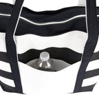 DALIX Striped Beach Bag Tote Bags Handbag Personalized Black Ballent Letter W