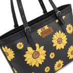 Montana West Women's Wrangler Tote Bag - Sunflower Floral Purse, Western Style Shoulder Bag, Ideal Memory-Keeper, Black