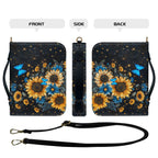 FOR U DESIGNS Galaxy Sunflower Bible Cover for Women Butterfly Leather Personalized Book Organizer Bag Size M Reusable Bible Case with Bookmark for Girls for Bible Study Religious