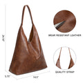 KALUNMA Hobo Bags for Women Retro Vegan Leather Womens Leisure Large Tote Bag Shoulder Purses Handbag