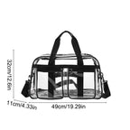 Clear PVC Stadium Approved Travel Bag Large Capacity Tote • Transparent WaterproofGym Bag • Versatile Travel Carryall with Adjustable Strap