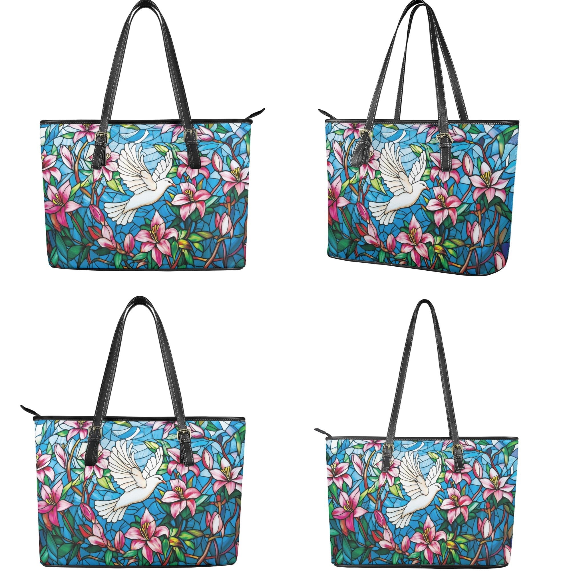 Tutolipy Dove of Peace Lily Printed Women's Shoulder Handbag,Tote Bag Portable Purse Ladies Wallet Purse,Handbag with Adjustable Strap and Zipper for Walking Travel
