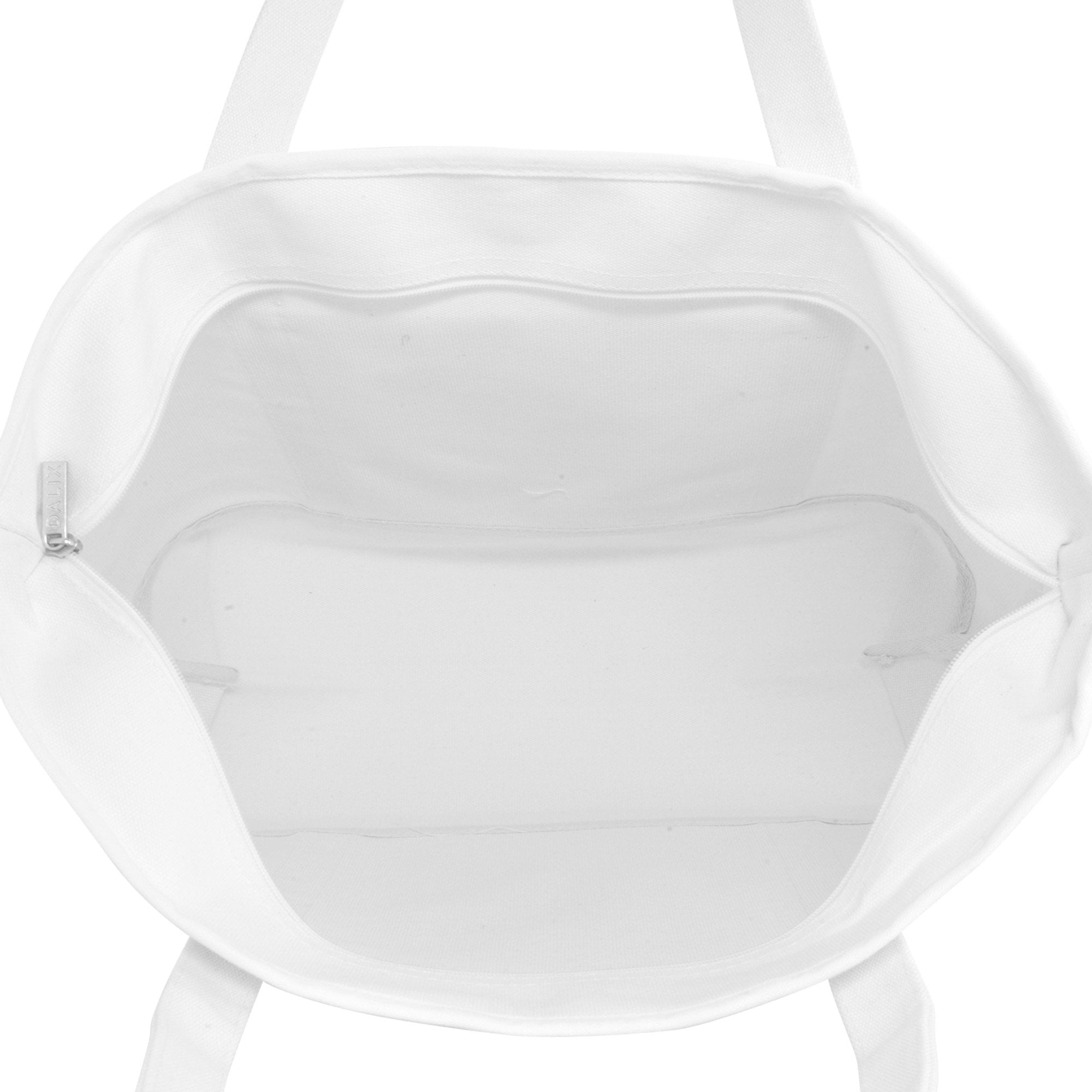DALIX Large Canvas Tote Bag for Women Work Bag Beach Totes Monogrammed White A