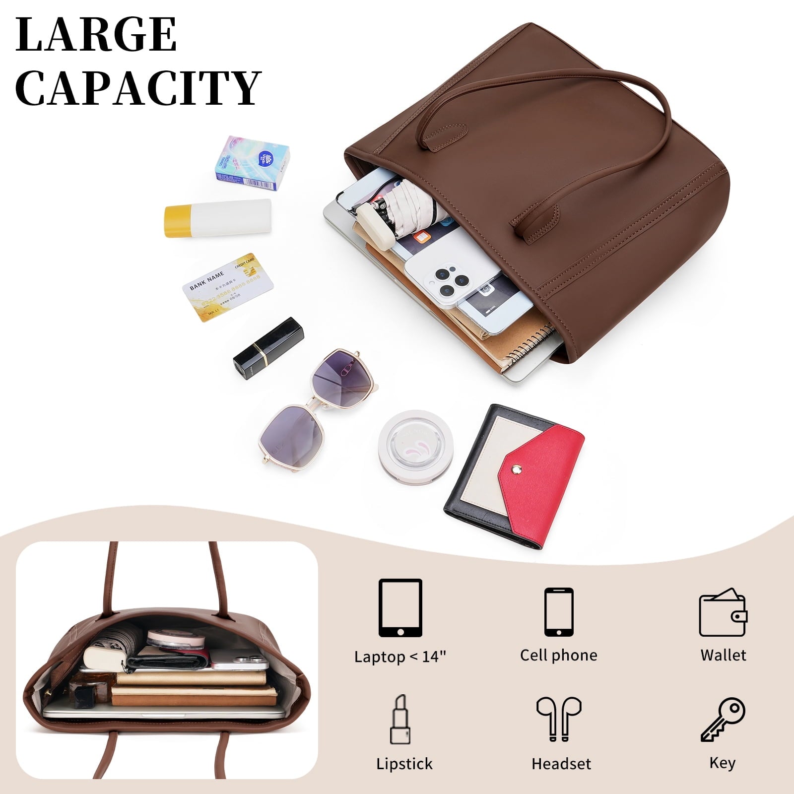 SENDEFN Purses and Handbags Women Fashion Tote Bag Shoulder Bags Top Handle Satchel Purses Leather Handbag