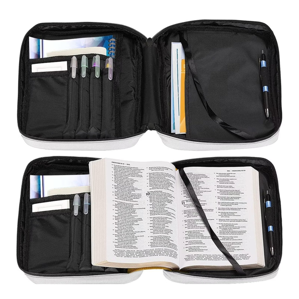 Renewold Mountain Peak Bird Women PU Leather Bible Bag Size L Lightweight Custom Bible Tote Handbag with Zip Handle Leisure Bible Case Bag Carrying Case for Kids