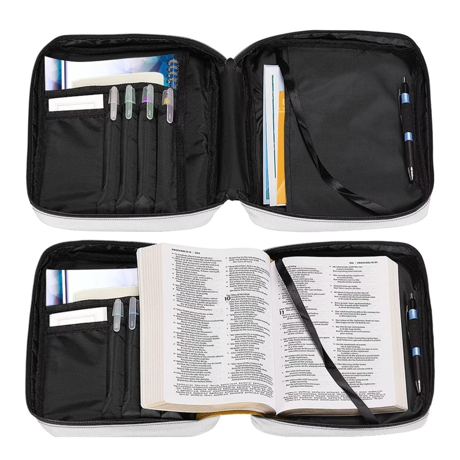 Renewold Mountain Peak Bird Women PU Leather Bible Bag Size L Lightweight Custom Bible Tote Handbag with Zip Handle Leisure Bible Case Bag Carrying Case for Kids