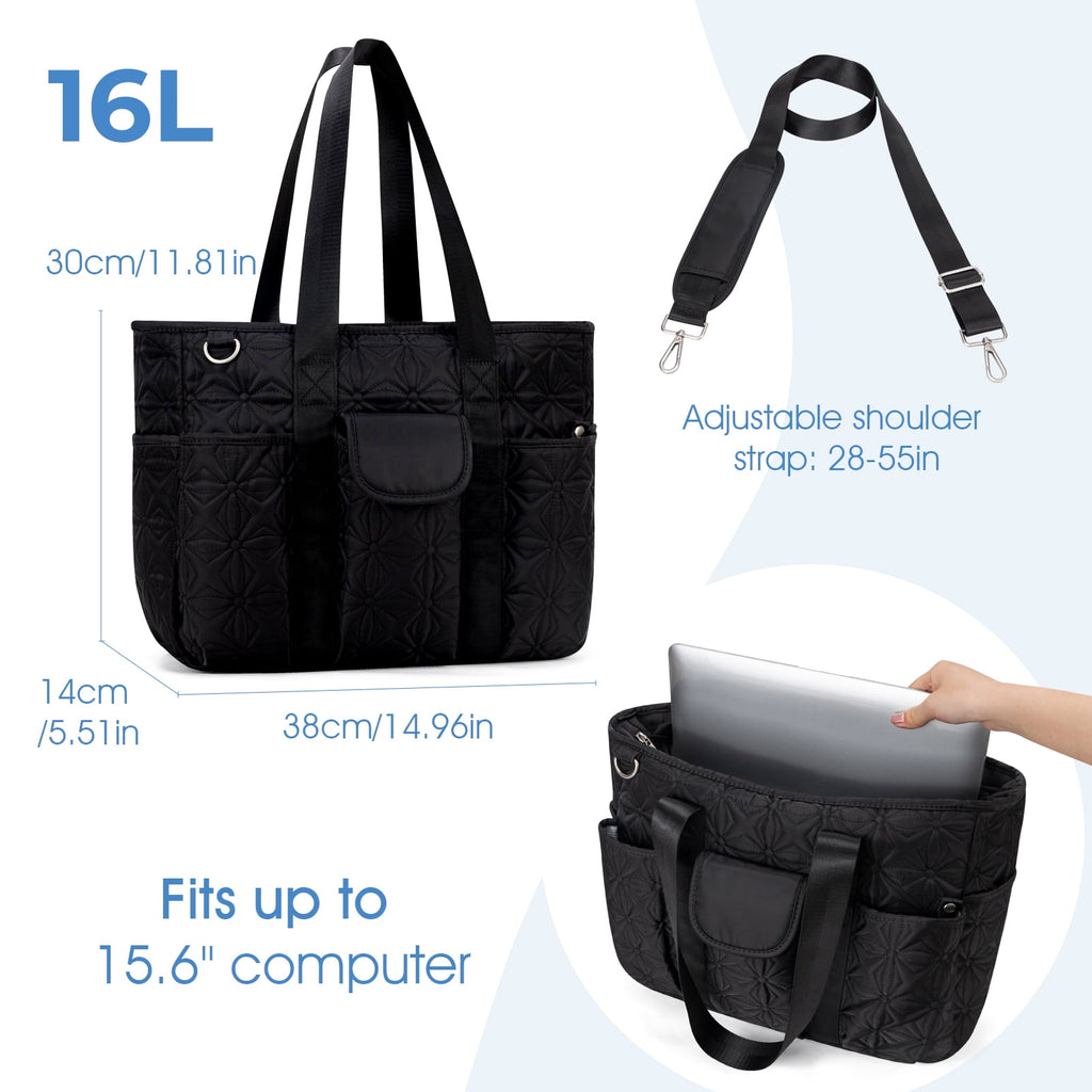 Canvas Tote Bag for Women With Pockets, Kabaqoo Work Crossbody Everyday Satchel, Purses Shoulder Tote Bag