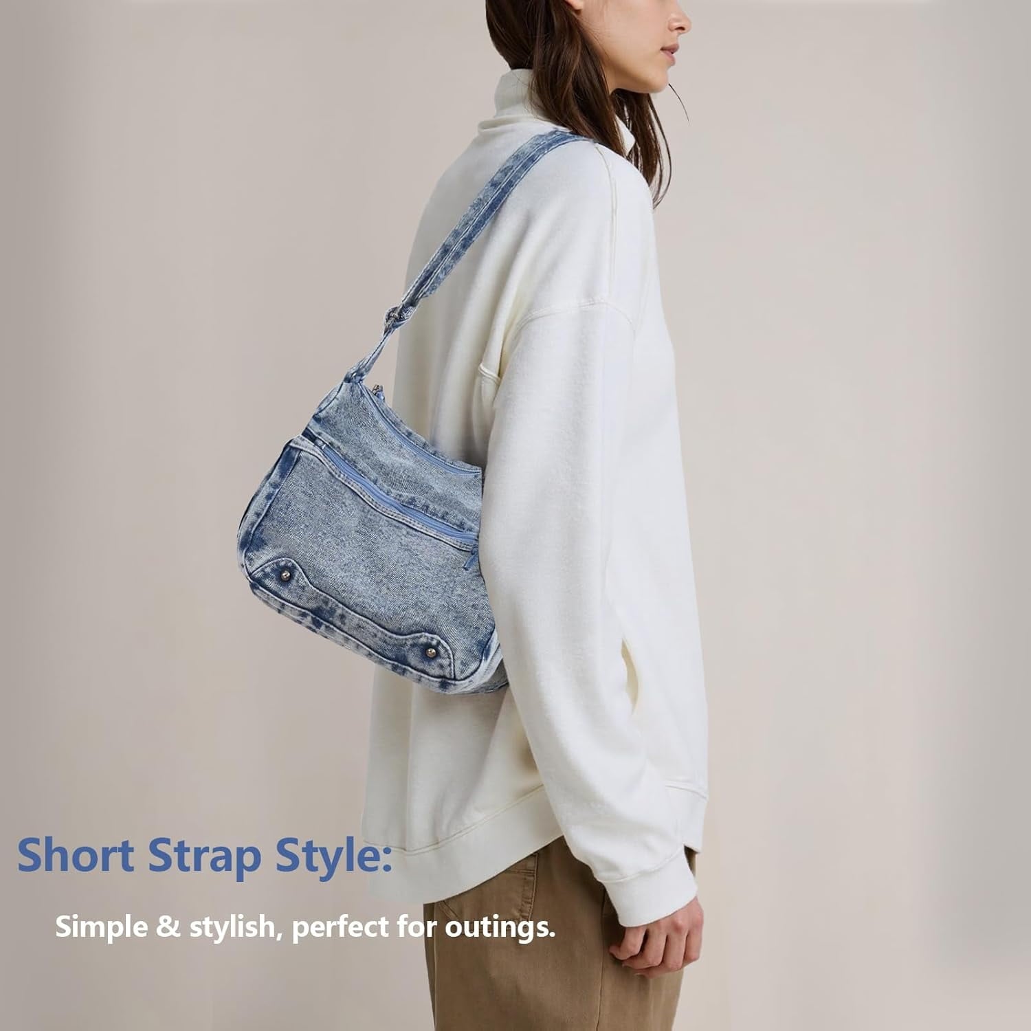 Denim Crossbody Bag Casual Cross body Bag Large Capacity Handbag