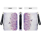 ZUXONGSY Lavender Hummingbird Butterfly Print PU Leather Bible Case for Women Men Sturdy Bible Carrying Tote Bags with Detachable Wristlet Strap Church Bag for Bible Study Journal Case, L