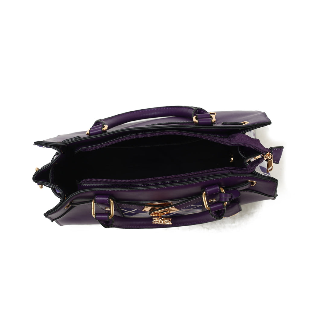 MKF COLLECTION Christine Vegan Leather Satchel Bag with Wristlet Wallet, Purple
