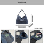 Women's Large Denim Messenger Bag, Hobo Crossbody Tote with 2 Removable Straps & Magnetic Closure, Blue Jean Shoulder Purse