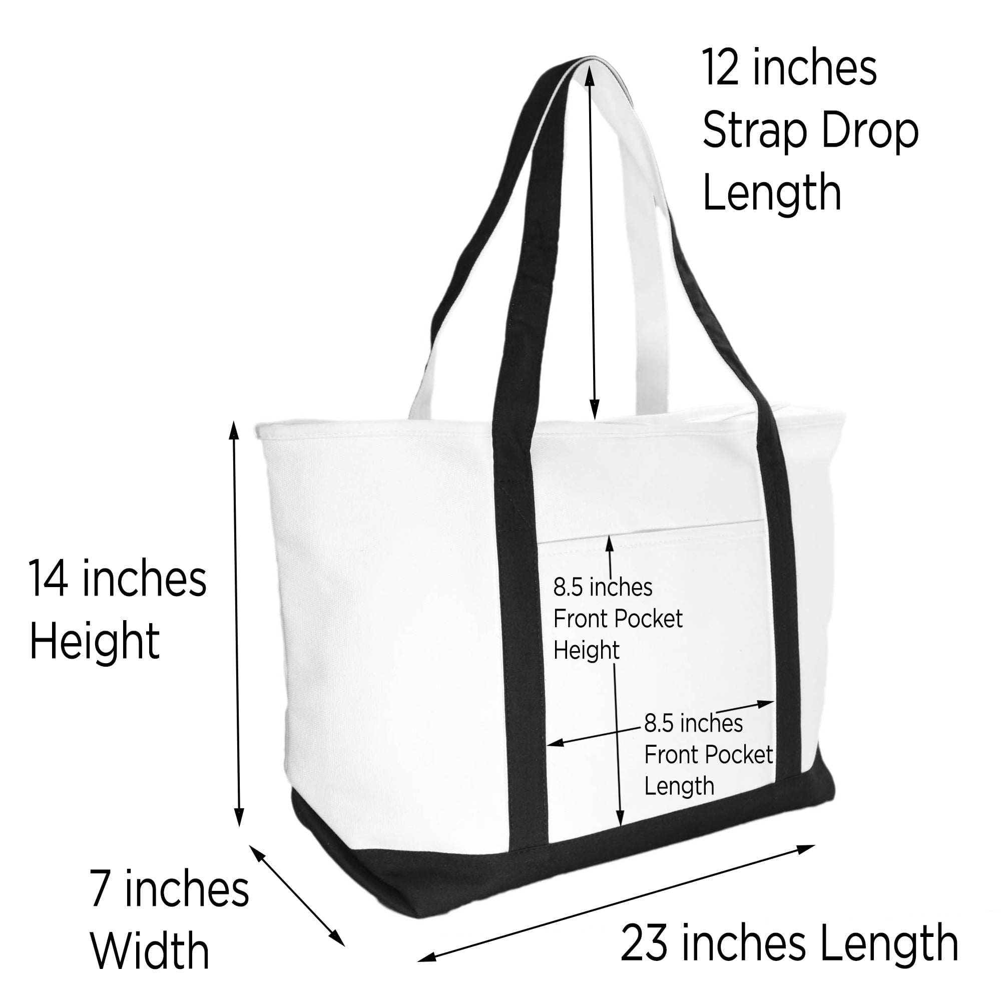 DALIX Premium Women's Tote Bags Large Tote Bag Personalized Gifts Black S