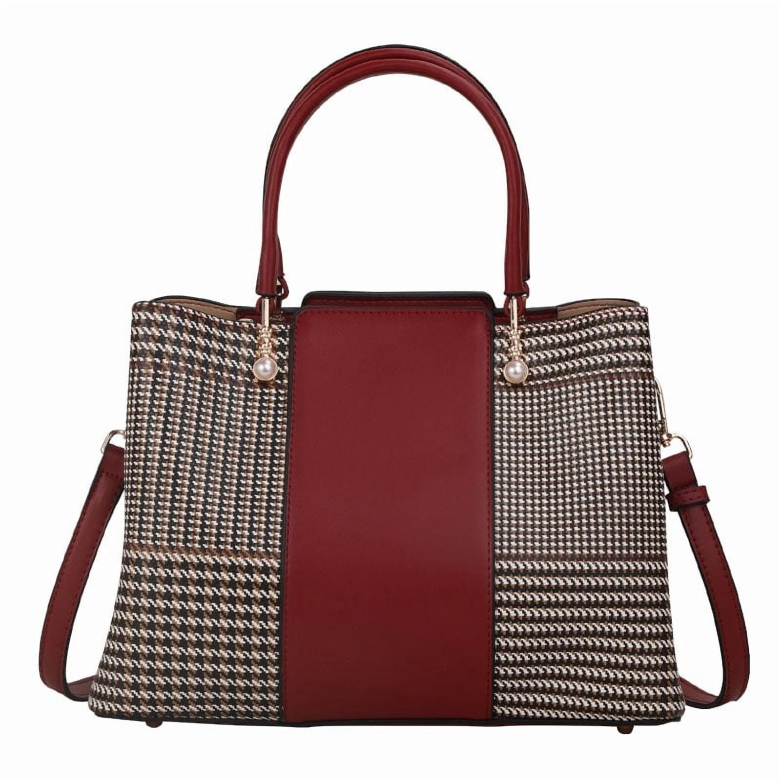 Aidrani Fashion cowhide plaid bag 2024 new large capacity leather women's handbag carrying middle-aged mother bag