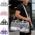 Clear PVC Stadium Approved Travel Bag Large Capacity Tote • Transparent WaterproofGym Bag • Versatile Travel Carryall with Adjustable Strap