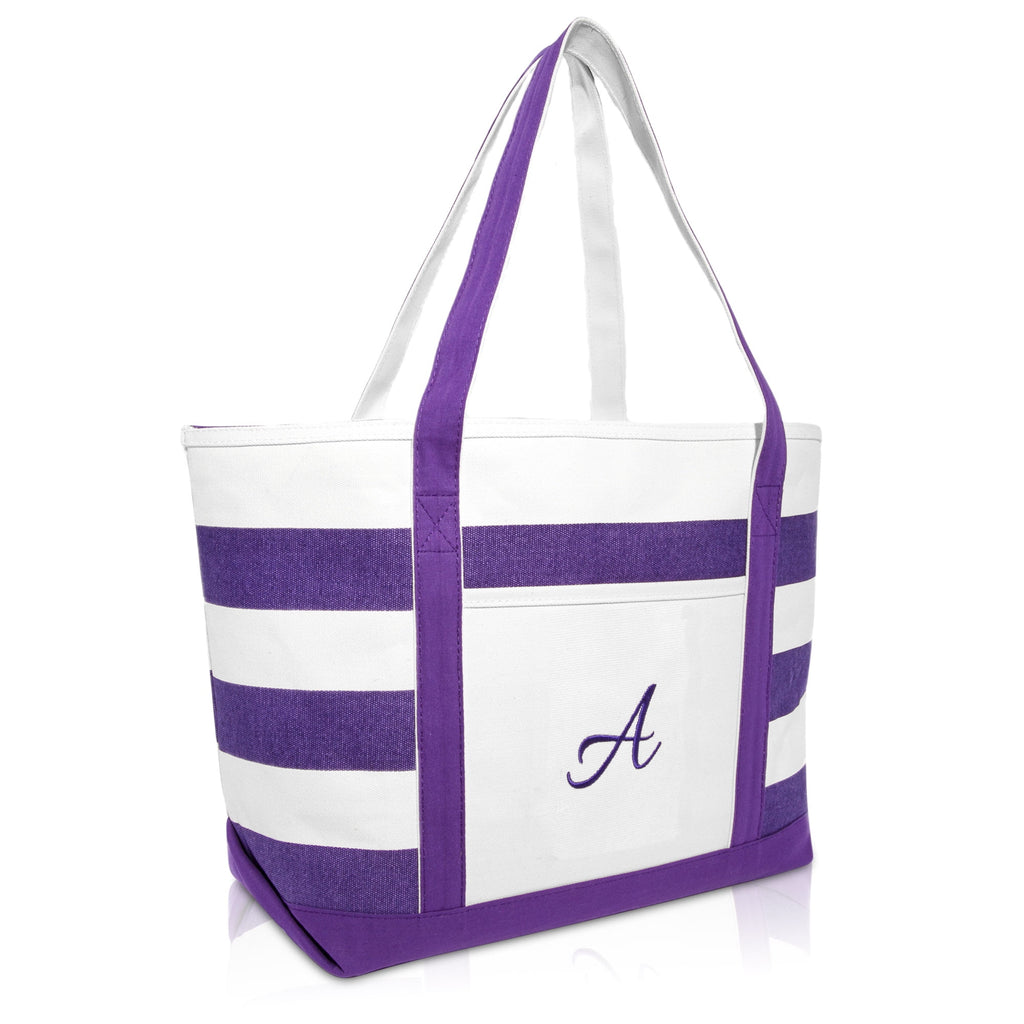 DALIX Monogrammed Beach Bag and Totes for Women Personalized Gifts Purple A