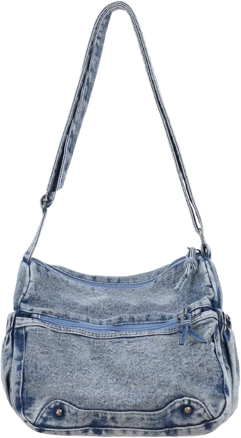 Denim Crossbody Bag Casual Cross body Bag Large Capacity Handbag