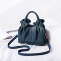 Fashion Ruched ladies handbag Commuting Denim women Shoulder Crossbody Bag Multiple pockets Luxury design Female big Totes blue
