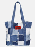 Kacey Lee Women's Denim Tote Bag, Denim Patchwork