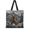 Lotusprint LLC 2D Print Bigfoot Mountain Quilted Tote Bag, Sasquatch Winter Forest Shoulder Handbag