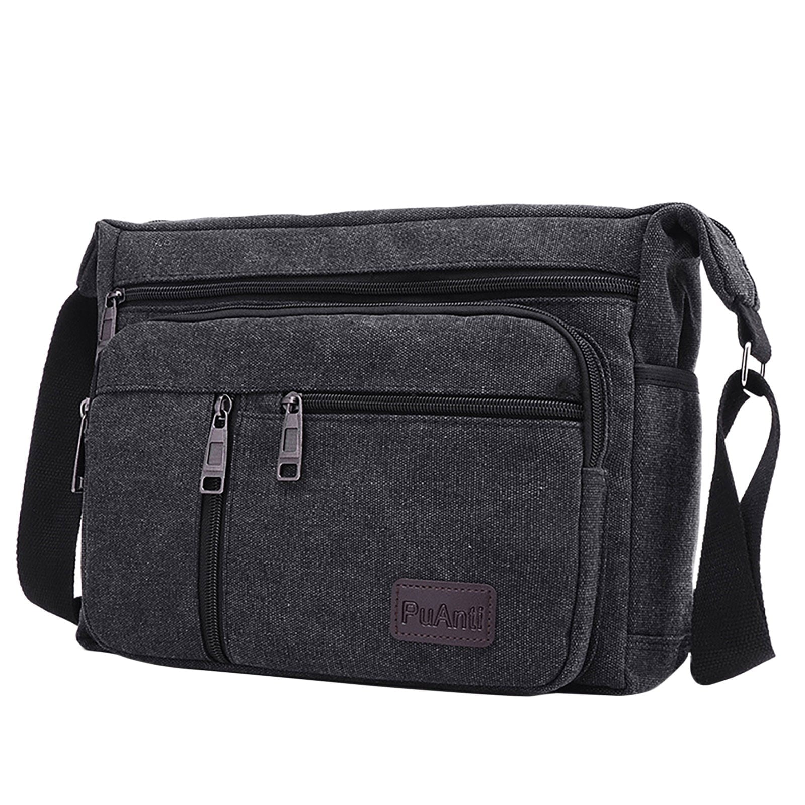 MUSOIE Men Large Vintage Crossbody Canvas Messenger Shoulder Bag Hiking Military Travel Satchel