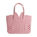 Disney Minnie Mouse EVA Gummy Tote Bag - Waterproof Rubber Beach Bag, Pink Minnie Design, Large 16.5" Carry-All for Pool, Travel & Everyday Use
