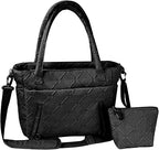 Tote Bag for Women, Lightweight Puffy Tote Bag with Compartments Shoulder Bag Handbag for Travel, Work, Gym | Lightweight, Puffy, Quilted, for Travel, Work