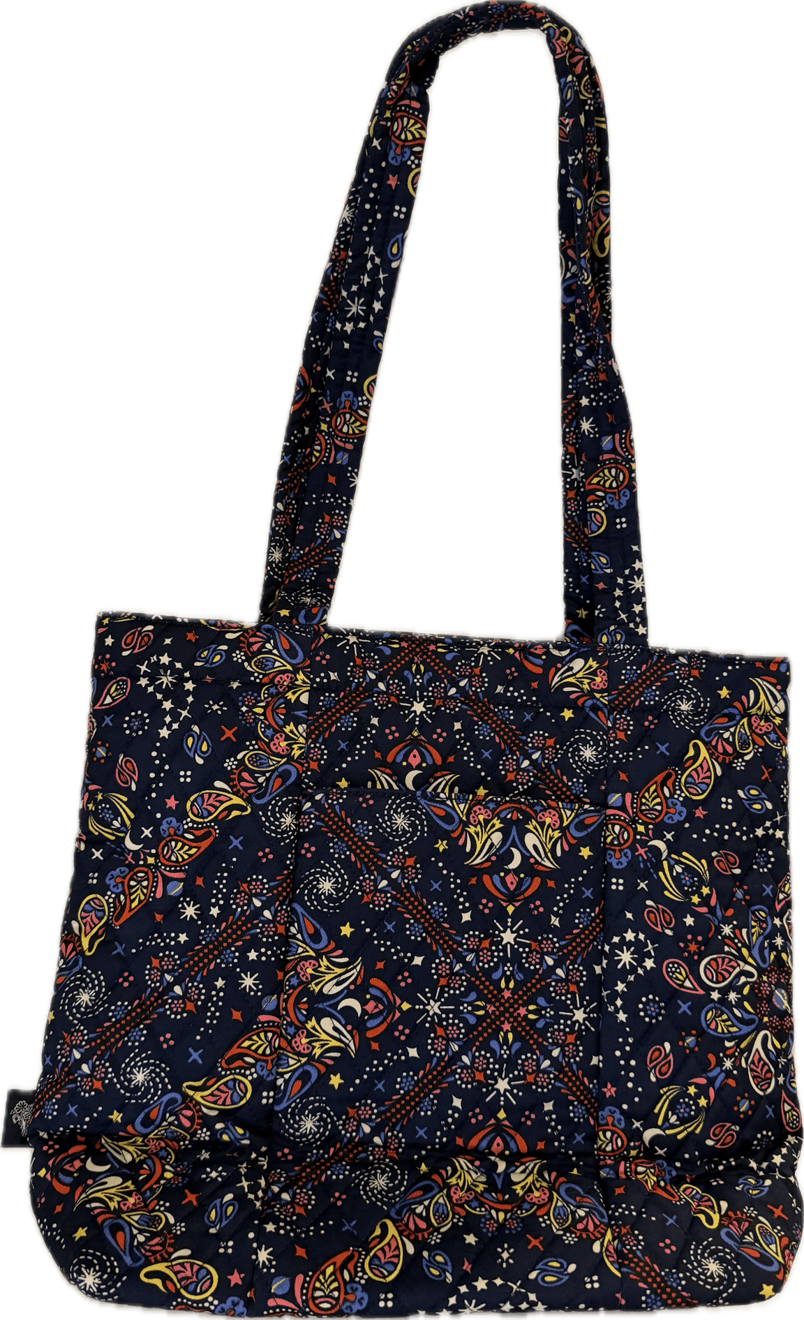 Vera Bradley Women's Premium Quilted Cotton Small Original Zip Tote Bag Starry Paisley Navy Blue