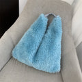 Winter Soft Plush Women's Shoulder Bags Faux Lamb Wool female Underarm Bag Large Capacity Ladies Fluffy Travel Tote Handbags