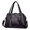Women's Leather Tote Bag - Large Capacity Shoulder Bag with Adjustable Strap, 3 Compartments & Multiple Pockets, 11.8x4.7x7.8 Inches, Elegant Handbag for Work, Travel, Gift