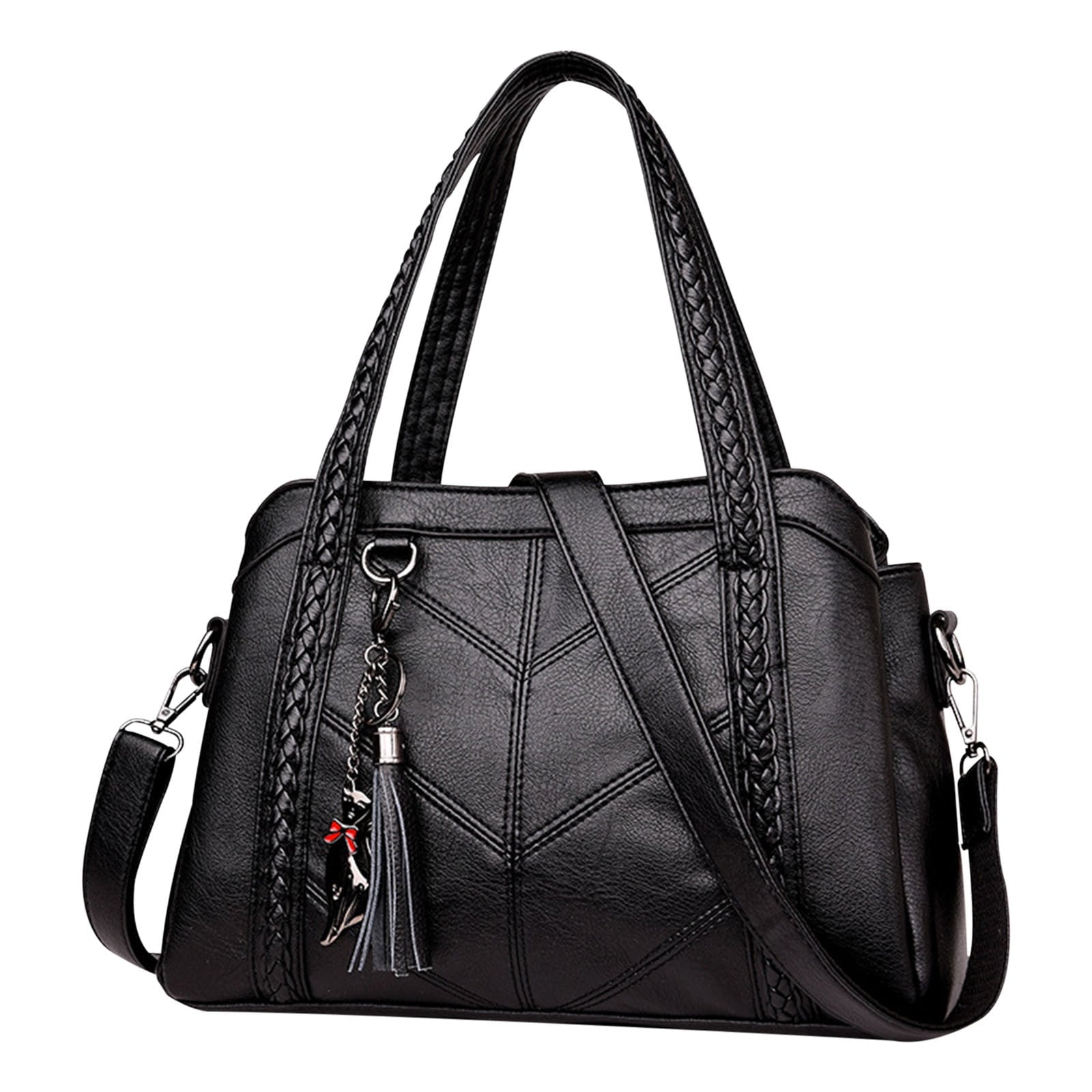 Women's Leather Tote Bag - Large Capacity Shoulder Bag with Adjustable Strap, 3 Compartments & Multiple Pockets, 11.8x4.7x7.8 Inches, Elegant Handbag for Work, Travel, Gift