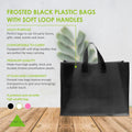 Prime Line Packaging Plastic Shopping Bags with Handles, Frosted Black Extra Large Bulk 16x6x12 100 Pack