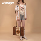 Wrangler Aztec Tote Bag for Women Western Shoulder Purse Top Handle Handbag Stylish and Functional Aztec Design， Brown