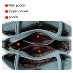 Genuine leather, large capacity, handbag with woven flower design on the armhole, detachable shoulder strap, wallet, storage bag
