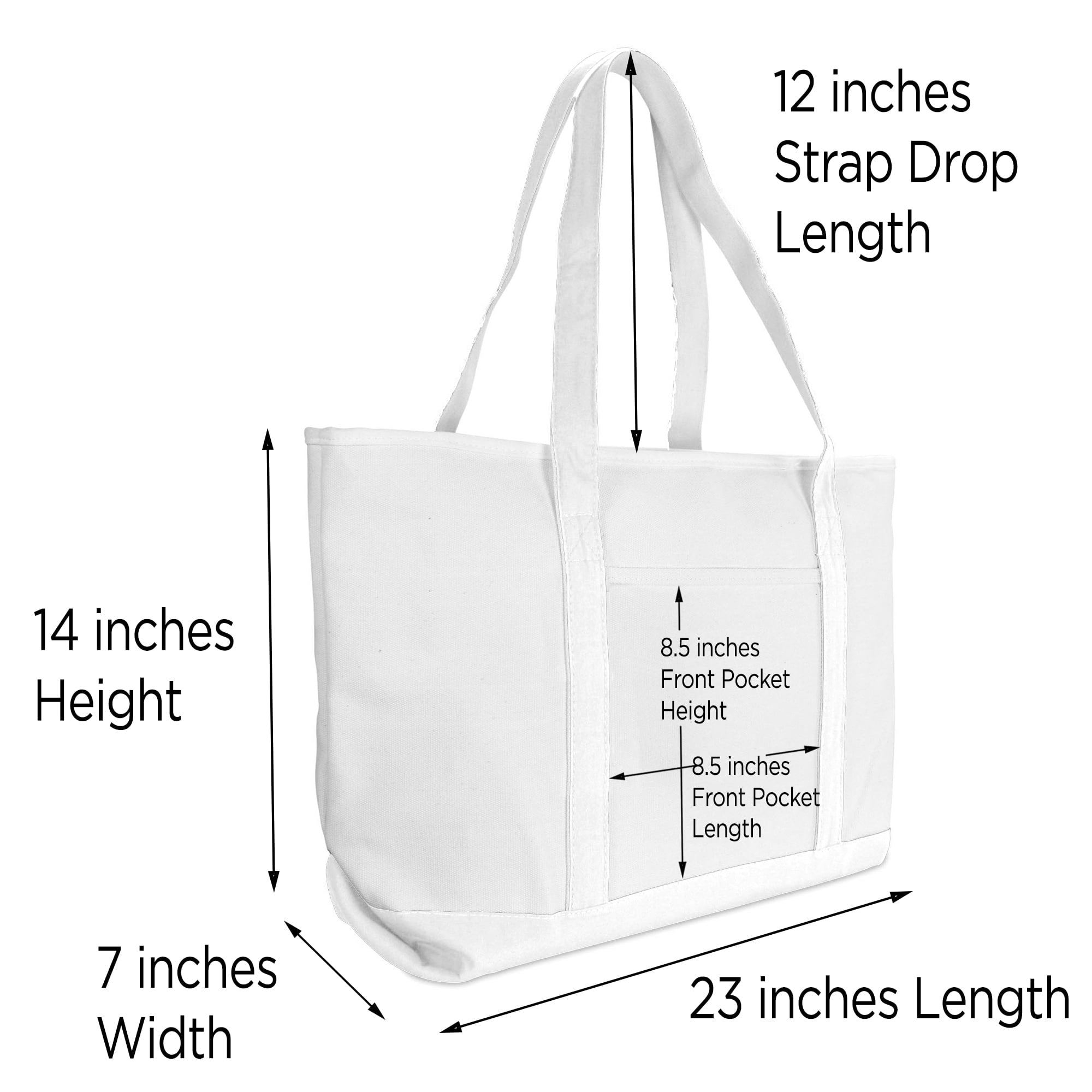DALIX Large Canvas Tote Bag for Women Work Bag Beach Totes Monogrammed White A