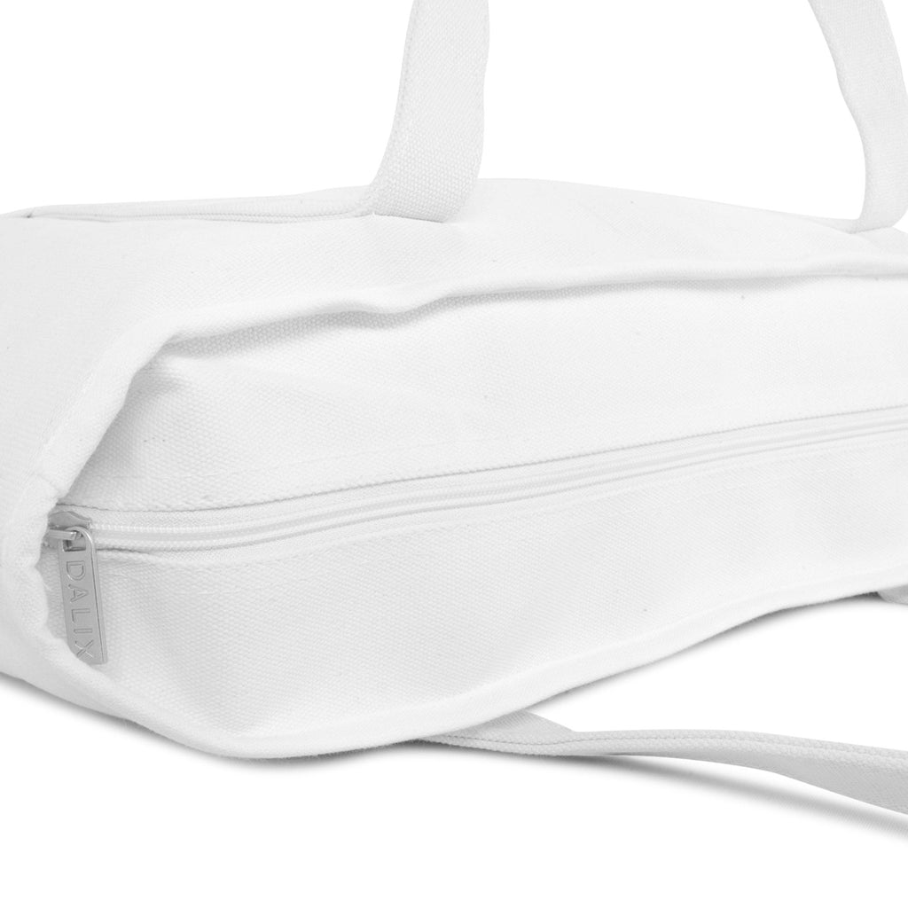 DALIX Large Canvas Tote Bag for Women Work Bag Beach Totes Monogrammed White A