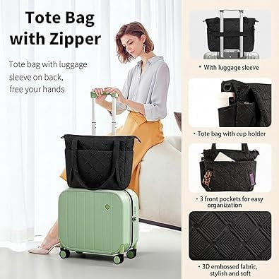 Tote Bag for Women, Lightweight Puffy Tote Bag with Compartments Shoulder Bag Handbag for Travel, Work, Gym | Lightweight, Puffy, Quilted, for Travel, Work