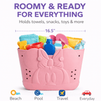 Disney Minnie Mouse EVA Gummy Tote Bag - Waterproof Rubber Beach Bag, Pink Minnie Design, Large 16.5" Carry-All for Pool, Travel & Everyday Use