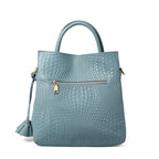 Genuine leather, large capacity, handbag with woven flower design on the armhole, detachable shoulder strap, wallet, storage bag