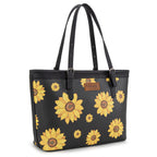Montana West Women's Wrangler Tote Bag - Sunflower Floral Purse, Western Style Shoulder Bag, Ideal Memory-Keeper, Black