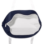 DALIX Premium Beach Bags Striped Navy Blue Zippered Tote Bag Monogrammed M