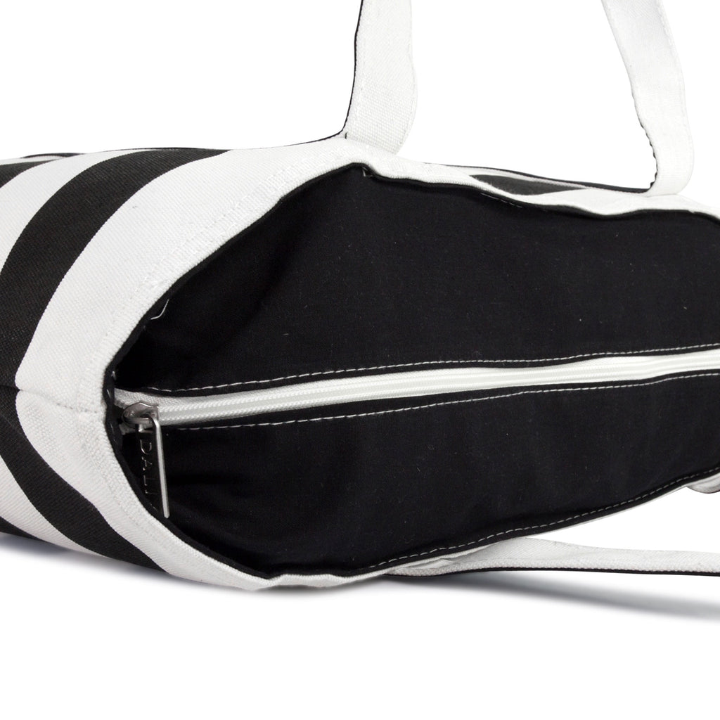 DALIX Striped Beach Bag Tote Bags Handbag Personalized Black Ballent Letter W