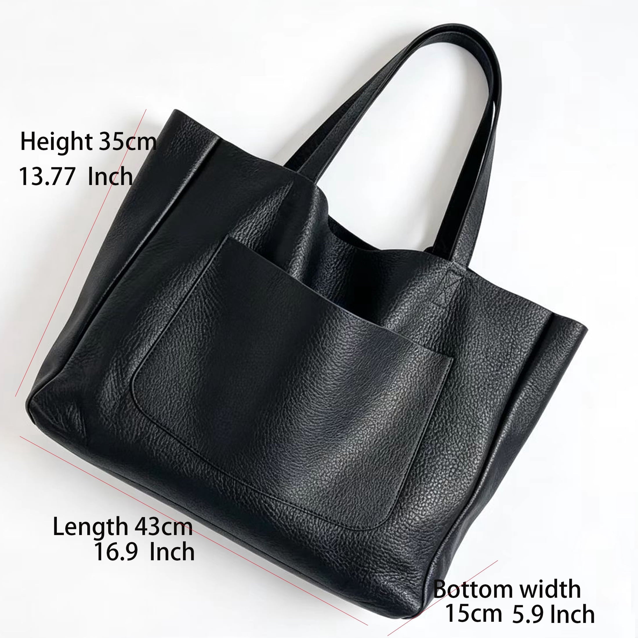 Large Capacity Vintage PU Leather Tote for Women Office Everyday Handbag(Black1 )
